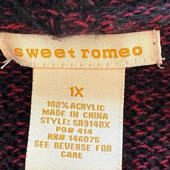 Sweet Romeo Black & Red Cardigan Sweater Sz. 1X - Picture 5 of 5